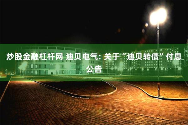 炒股金融杠杆网 迪贝电气: 关于“迪贝转债”付息公告