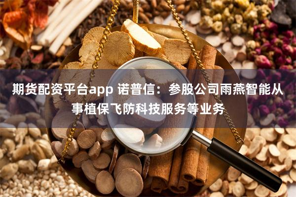 期货配资平台app 诺普信：参股公司雨燕智能从事植保飞防科技服务等业务